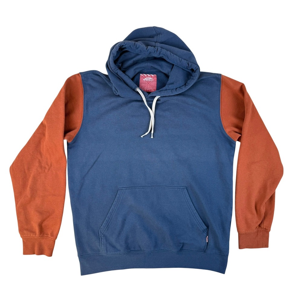 Vans Large Hoodie Skate Colorblock‎ Blue Orange Cotton Blend Fleece